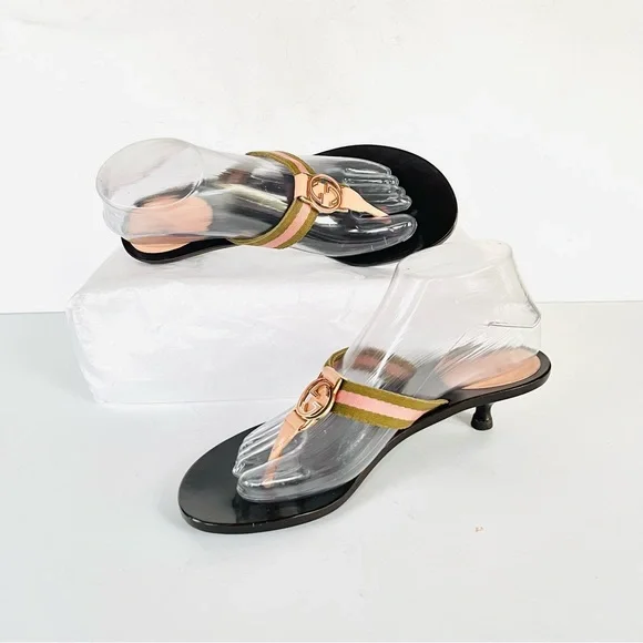 Gucci logo GG pink beige sandals  7.5 - Picture 6 of 15